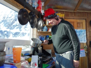 Fixing coffee in the Sheldon Mountain House.