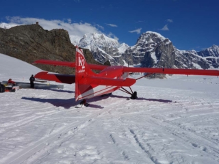 Headed back to Talkeetna in the DHC-3 Otter. Yep, that&rsquo;s Denali in the background!