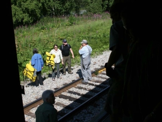 Homesteaders. We stopped so they could get off.